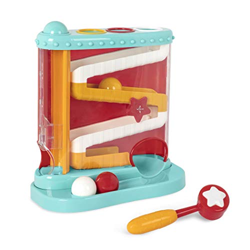 Battat – Pound & Roll – Baby Activity Toy Station With 1 Toy Hammer & 4 Balls For Kids 12 Months + (7-Pcs) , Light Blue #TOP2