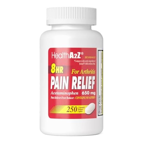 HealthA2Z® Pain Relief Extended Release | Acetaminophen 650mg | 250 Caplets | 8 Hours | Arthiritis Pain | Pain Reliever - Fever Reducer | Contains no Aspirin Cover