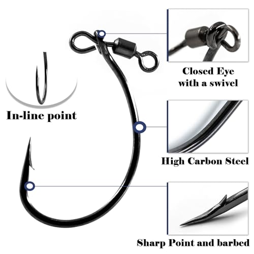 FishTrip Drop Shot Hooks Fishing Rig, 25pcs Dropshot Hook for Bass Fishing 1/0