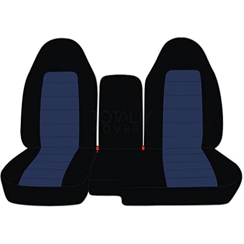 Totally Covers Compatible with 2004-2012 Ford Ranger/Mazda B-Series Two-Tone Truck Seat Covers (60/40 Split Bench) w Center Console/Armrest Cover: Black & Navy Blue (21 Colors) Cover