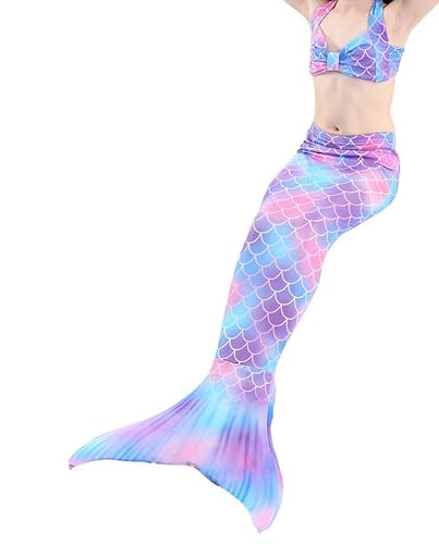 5Pcs Girls Swimsuit Mermaid Tails for Swimming Princess Bikini Bathing Suit Set Can Add Monofin 4T 6T 8T 10T 12T (as1, age, 6_years, Purple)