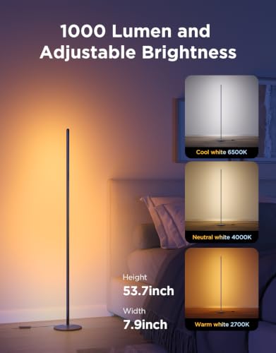 Govee RGBIC Floor Lamp Basic, 1000lm LED Corner Lamp Compatible with SmartThings, Alexa, and Matter, Modern Floor Lamp with Music Sync and 16 Million DIY Colors, Standing Lamp for Bedroom Living Room - image 4