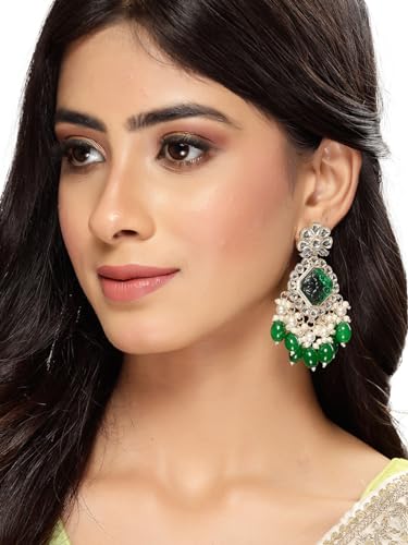Floral Kundan Dangle Drop Earrings (E104830)
