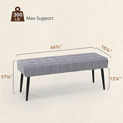 LUE BONA End of Bed Bench (Linen, Gray)