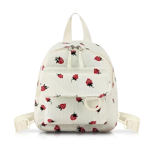 WisePoint Mini Backpack Purse, Corduroy Girls Backpack Small Backpack for Women, Casual Daypack Backpacks Cute Backpacks (white)
