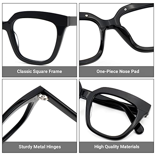 Image of Zeelool Oversize Thick Square Eyeglasses Classic Full Rim Acetate Eyewear Frame for Women men Milledge ZWA814760-01 Black