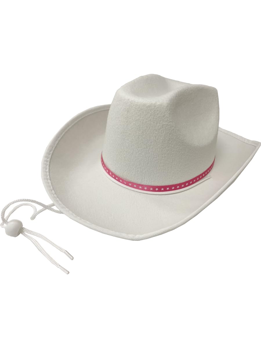 Adult's Fashion Doll White Cowboy Hat With Pink Hat Band