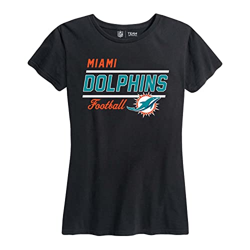 Team Fan Apparel NFL Gameday Women's Relaxed Fit T-Shirt - Rib Neck Contour - Tagless Short Sleeve Tee - Stay Cool & Stylish (Miami Dolphins - Black, XX-Large)