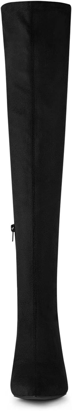 Allegra K Women's Chunky Heels Bling Rhinestone Over the Knee High Boots