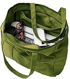 Bagelite Extra Large Canvas Tote Bag for Women Men, Utility Work Tote with Zipper, Laptop Tote Bags with Pockets, Teacher Tote, Green