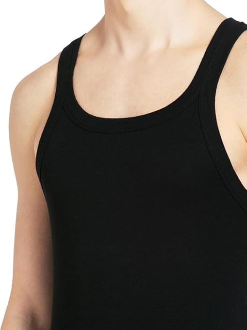 Image of INNERO Black Gym Vest for Men, Stylish Undershirt, Trending Baniyan