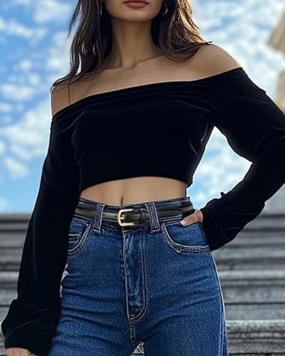 Fashion Trendy Leather Belts for Women, Skinny Belt Women with Gold Buckle Width2cm2