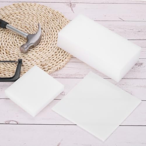 Image of MECCANIXITY HDPE Plastic Sheet 3 /4 inch Thick, 6.5 inch x 6.5 inch High Density Polyethylene Plastic Blocks, HDPE Cutting Board for DIY, Home Floor Improvement, White