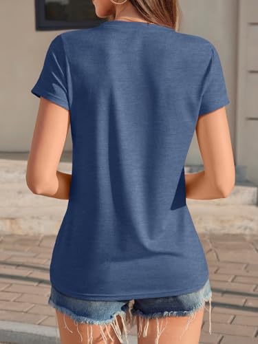 Image of UNCLECAT Womens Short Sleeve Tops Summer Basic T Shirts Crewneck Causal Tee | Solid Color, Trendy Fashion Clothes, Casual Basic Tee