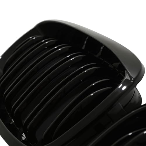 Gravity Performance Black Kidney Grilles Compatible with BMW 3 Series E46 2-Door Coupe & Convertible 2002-2005 LCI Models 2-Piece Bumper Double Slat Grille Grill Gloss Finish Clip-On - Image 2