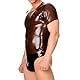 Kangxinsheng Transparentes Schwarzes Latex-T-Shirt für Herren,Mode Naturkautschuk T-Shirt, Geeignet für Cosplay Club Kostüme-XXL