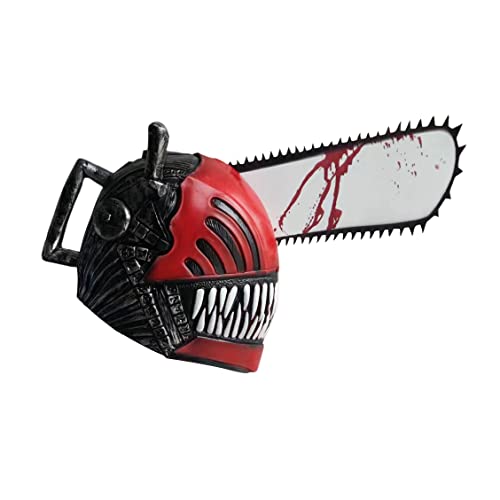 BaronHong Máscara de hombre de motosierra, disfraz de asesino de demonios, máscara de látex Denji para fiesta de Halloween, disfraz de cosplay (A, M)