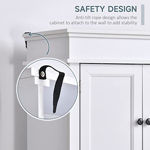 Homcom Traditional Buffet With Hutch, Freestanding Kitchen Pantry Storage Cabinet With Doors And Drawer, Adjustable Shelving, White #TOP6