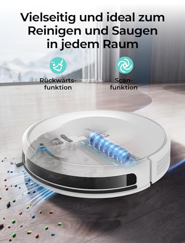 E2 Staubsauger Roboter mit Kartierung 10000 Pa, 150 Min. Laufzeit, 660 ml Großer Staubbehälter, APP-, Sprach- & Fernbedienungssteuerung, roboterstaubsauger Intelligente Reinigung für Tierhaare & Staub