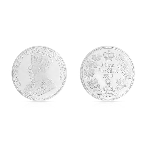 Image of TOUCH925 Pure 999 Silver 100 gram George V King Emperor Coin | Authenticity Certificate | Antique Collectible Coin | Silver Coin for Investment, Gifting, Display and Anniversary