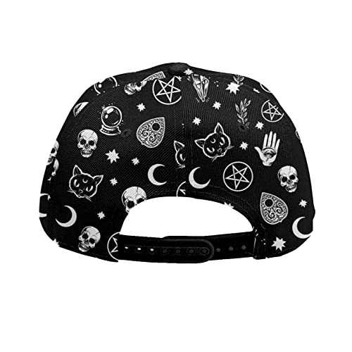 Acdadrt Colorful Skull Cat Moon Gothic Pattern Unisex Baseball Cap Adjustable Trucker Hat For Cycling Golf Sports Running One Size #TOP4