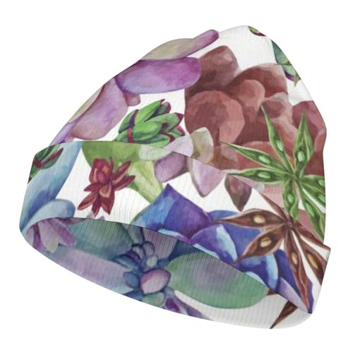 Colorful Succulent Pattern Kids Beanie Hat for for Girls Boys Children Cap Winter Knitted Chemo Cancer Headwear Accessories Gifts Decoration