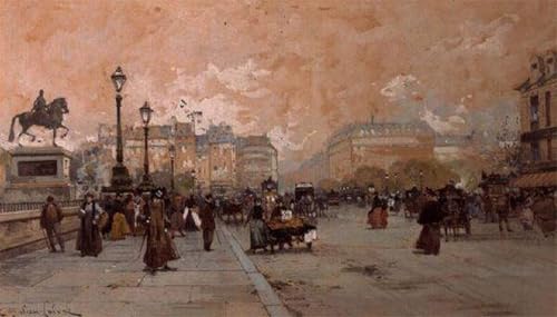 Impression d'art scène de rue parisienne de Galien Laloue sur toile premium 60x90cm