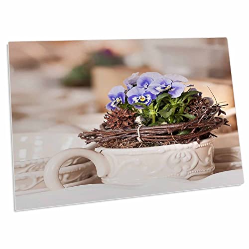 3dRose desk pad con diseño de flores en taza miniatura 1