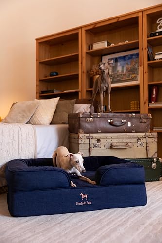 Image of NOAH & PAW Large Dog Bed, 35x25x11 Inch, Orthopedic Dog Beds, Eggshell Memory Foam Infused with Cooling Gel, Inner Cover, Water Resistant, Machine Washable (Denim Sofa Collection)