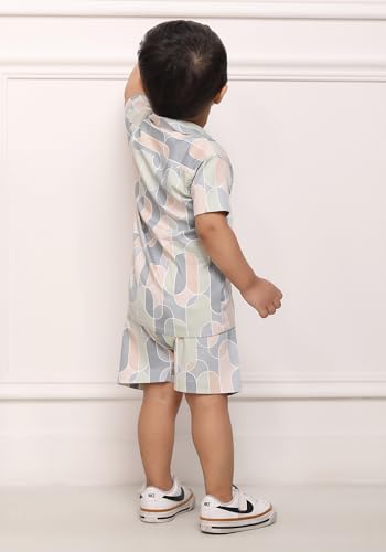Image of POLKA TOTS Boys 100% Cotton Vacation Wear Co-ord Set | Trendy Printed Shirt & Shorts Combo for Kids | Breathable Summer Beach Outfit for Toddlers & Infants | Lightweight Daily Wear & Night Suit