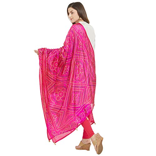 Image of DUPATTA BAZAAR Woman's Printed Bandhini Silk dupatta