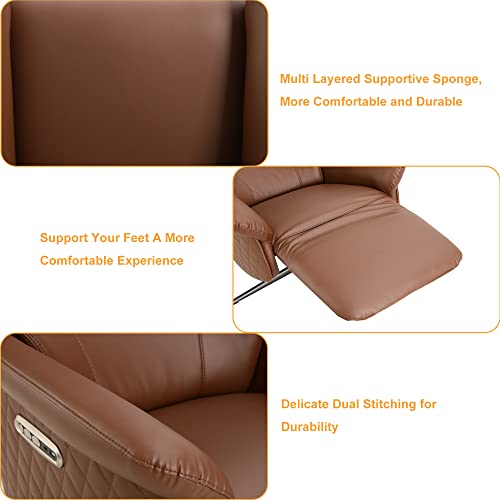 Power Recliner Lounge Chair Single - Swivel Leather Electric Recliner With 2 Motors Usb Port Ul Press Control Adjustable Headrest Footrest Ergonomic Lumbar Support Zero Gravity Brown #TOP3