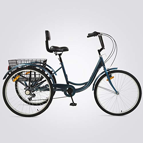 Adult Tricycles 7 Speed, Adult Tricycle Trikes 24/26 inch 3 Wheel Bikes, Three-Wheeled Bicycles Cruise Trike with Shopping Basket for Seniors Women Men, Men\'s Women\'s Cycling Exercise Recumbent Bike - Thumbnail 5