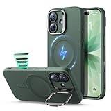 【デザイン受賞シリーズ！】ESR iPhone 17 ケース MagSafe対応 カメラボタン付き 隠しスタンド 調整可能 3倍米軍MIL規格 ワイヤレス充電対応 エアガードコーナー 耐衝撃 傷防止 軽量 スマホケース 高級柔らかな素材 雲のような肌触り いphone17ケース アイフォン17専用Cloudシリーズ(グリーン)