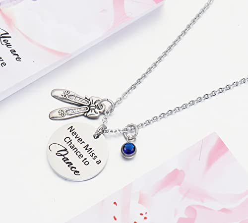 kaisinse Dancer Gift Mever Miss a Chance to Dance Birthstone Necklace You're Braver than You Believe Inspirational Gift for Dancer2