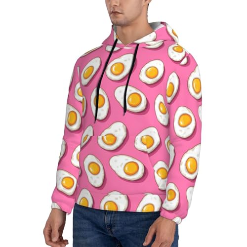 Hoodies For Men - Bright Fried Egg Pink Print Long Sleeve Casual Men'S Hoodies & Sweatshirts Pullover With Pocket3