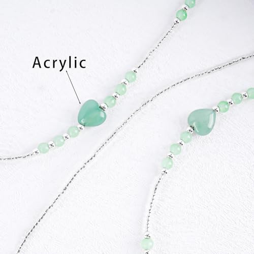 Image of BILIONE Heart Acrylic Beaded Eyeglass Chains for Women and Men, Eye Glasses Strap Around Neck