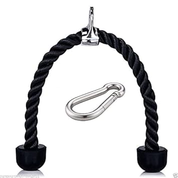 Gyming World Heavy Duty Triceps Rope Attachment Pull Down/Extension Multi Gym Body building Cable Fitness Equipment with 1 safety lock free