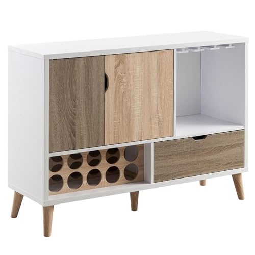 Soporte para Botellas de Vino de Madera Blanca, 10 Botellas miniatura 1
