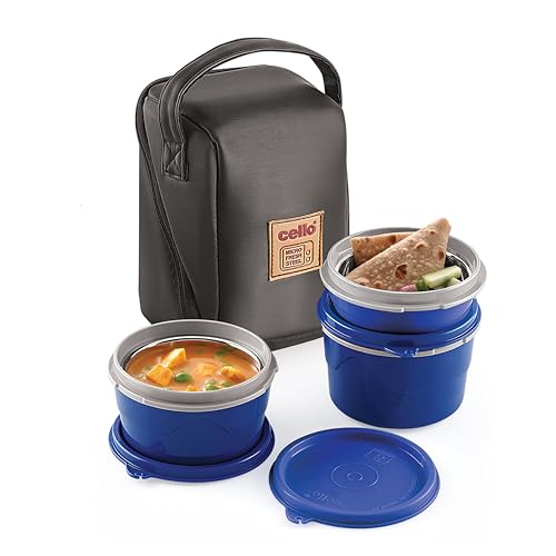 CELLO MF Micro Insulated Lunch Box | Stainless Steel Inner | Leat...