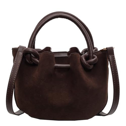 Image of Women's Brown Suede Crossbody Bag,Small Crossbody Bag Shoulder Bag for Women,Small Purse Suede Bag Handbags,Small Bucket bag
