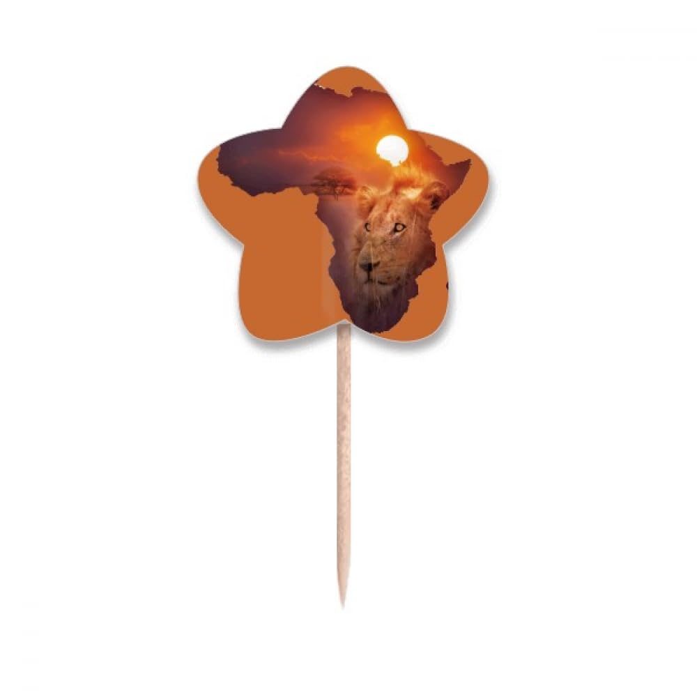 Drapeaux cure-dents Afrique Lion Prairie contre buffet terne