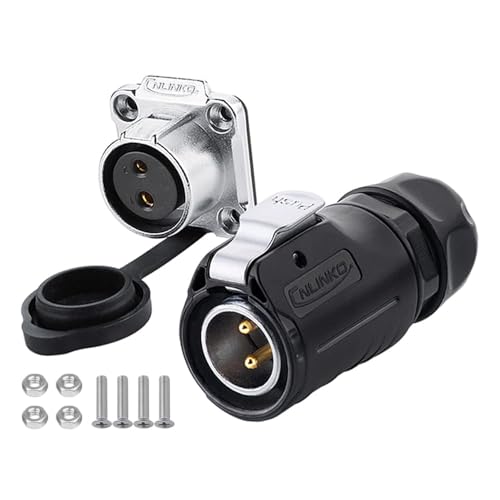 CNLINKO LP20 Series Waterproof Connector, IP68 Fast Locking Connect, 20A 500V 2pin m20 Male and Female LED Outdoor Power Connector (2 pin)