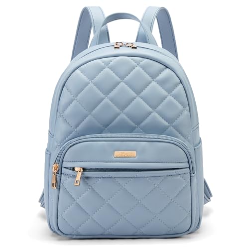 Marvolia Mini Backpack for Women - Vegan Leather Small Fashion Purse for Travel Work Shopping - Light Blue