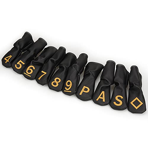 Black Hybrid Iron Head Covers With Large Gold No. (Not Custom) #TOP4