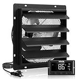 VEVOR 14 inch Shutter Exhaust Fan, Wall Mounted Attic Vent Fan with Smart Programming Variable Speed Temperature Control, 2000 CFM,EC Motor,Timer, for Shed,Garage,Greenhouse Ventilation Cooling,Black