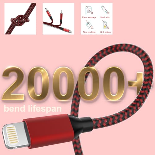 Cable Lightning para iPhone resistente que no se rompe en los extremos pack de 4 largos 4