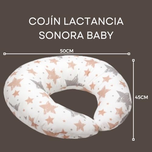 Coussin d'allaitement blanc étoiles roses et grises oreiller bébé coton amovible - 7