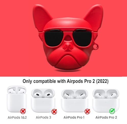 Image of YODI Case Cover for Airpods Pro|Pro 2|Airpods Pro 3|Airpods 4 Pouch, Silicone Cases with Cleaner Kit 360 Drop Protection,Shock-Resistant ((Bulldog Red), Airpods Pro /Pro 2)