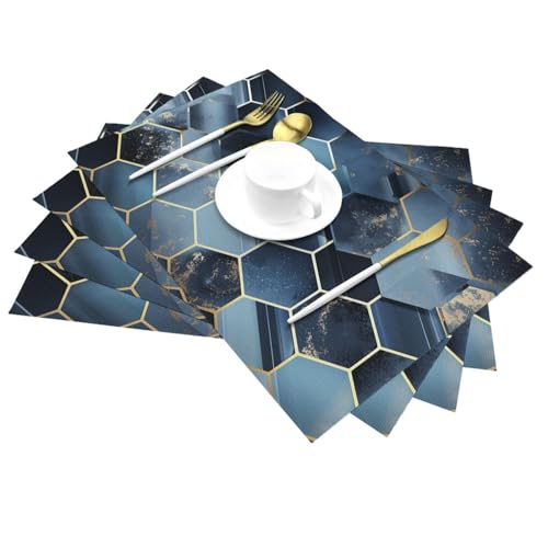 Set de table hexagonal bleu pour embellir vos repas de famille